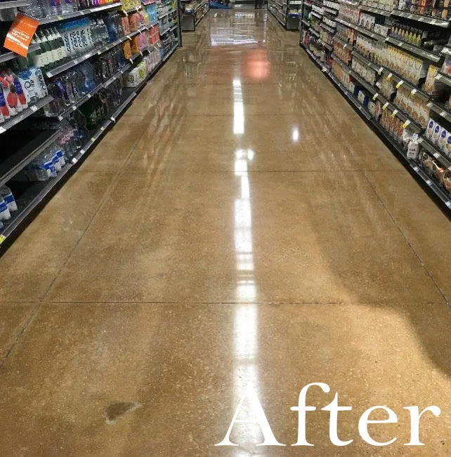 Supermarket aisle floor care — after