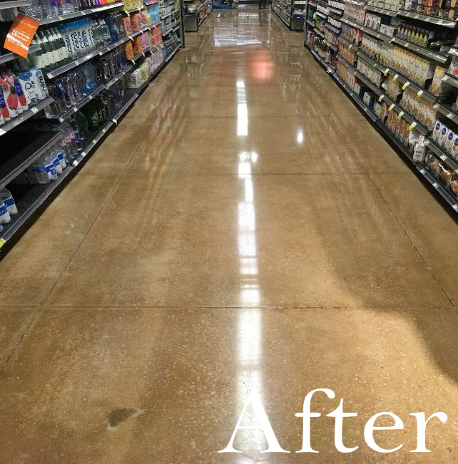 Supermarket aisle floor care — after